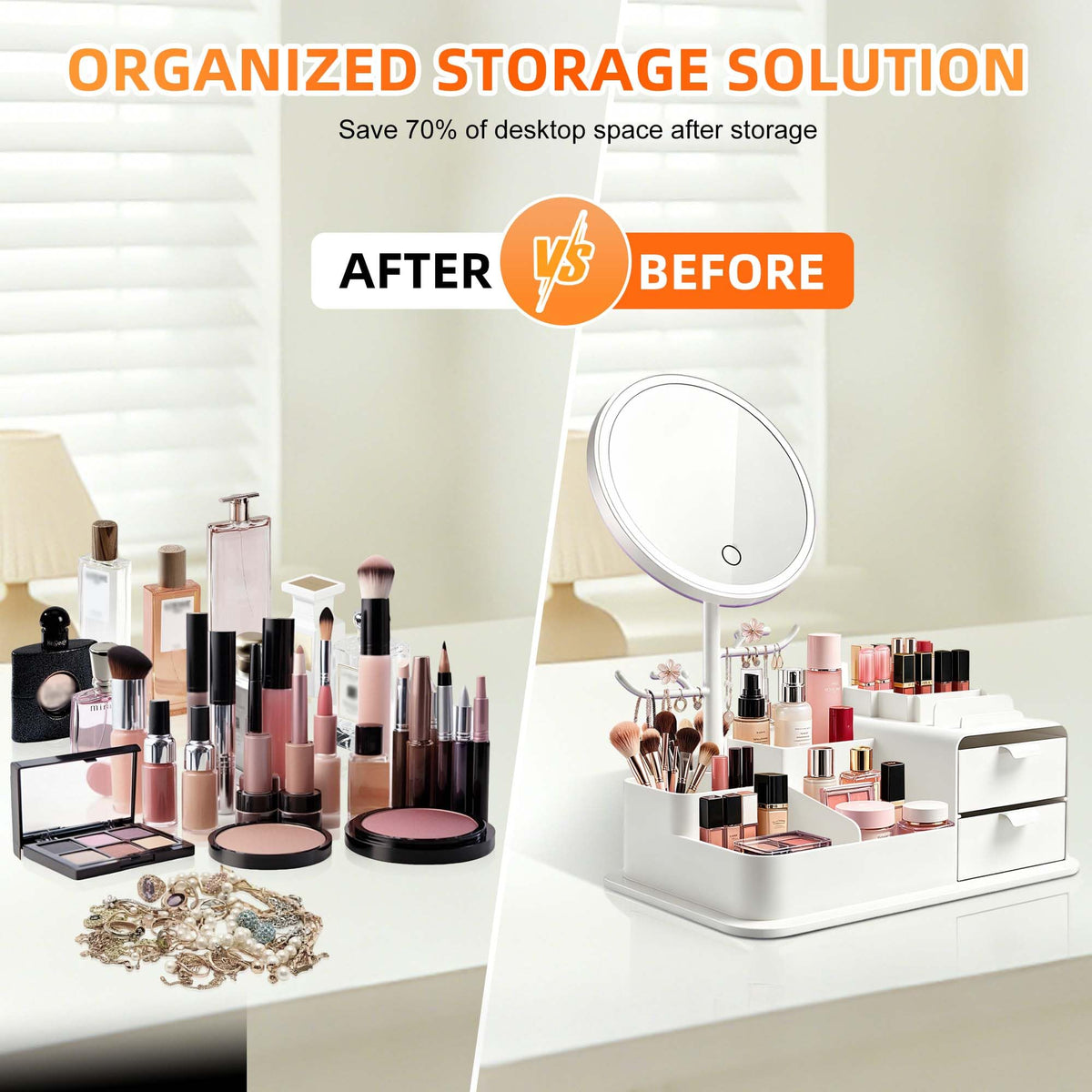Makeup Mirror Organizer with Drawers Skincare Organizer - Turesmith Official Imagery - 4