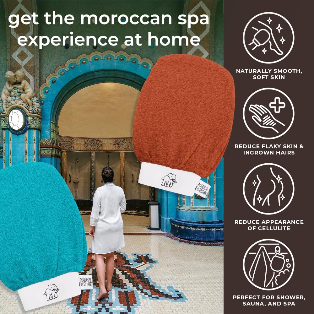 Natural Elephant Exfoliating Hammam Glove - Authentic Moroccan Kessa Body Scrub Mi - Natural Elephant Official Product View 2