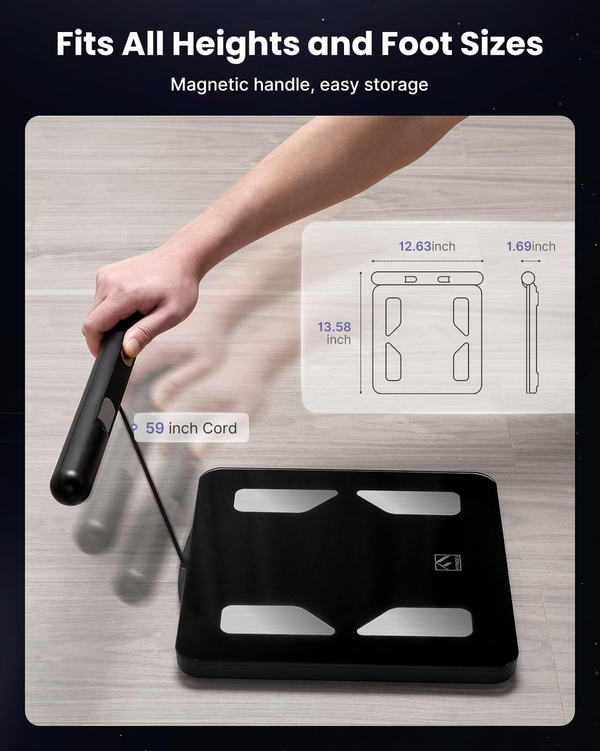 FITINDEX Body Pod Smart Scale, 8-Electrode, BMI & Body Fat, Large - FITINDEX Official Product View 8