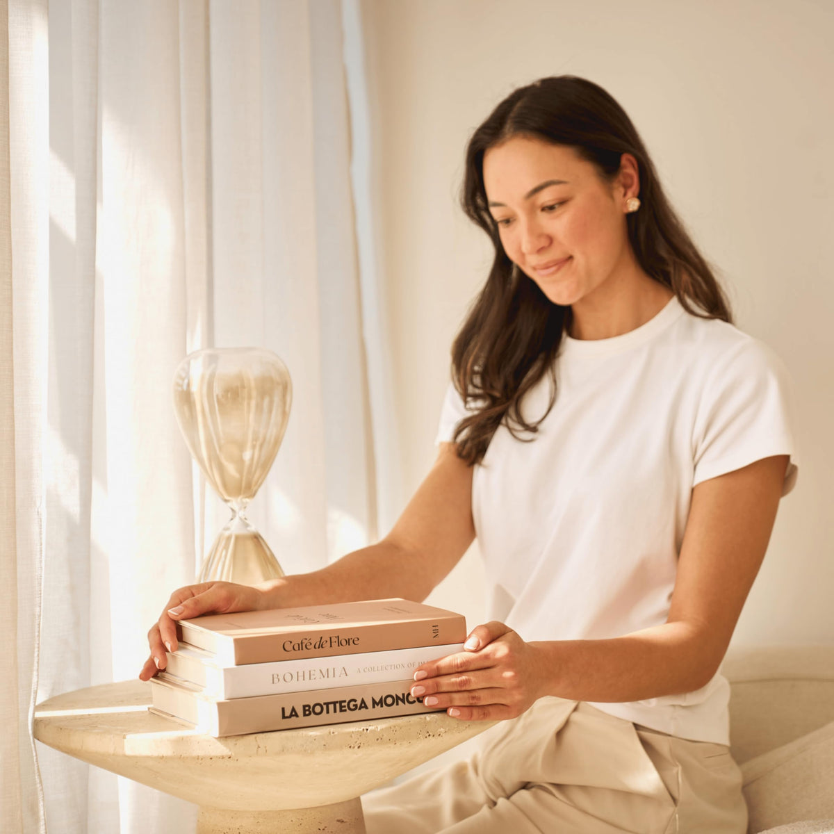 Decorative Coffee Table Books Set of 3 Beige Neutral Tones - Moncur Home Official Imagery - 3