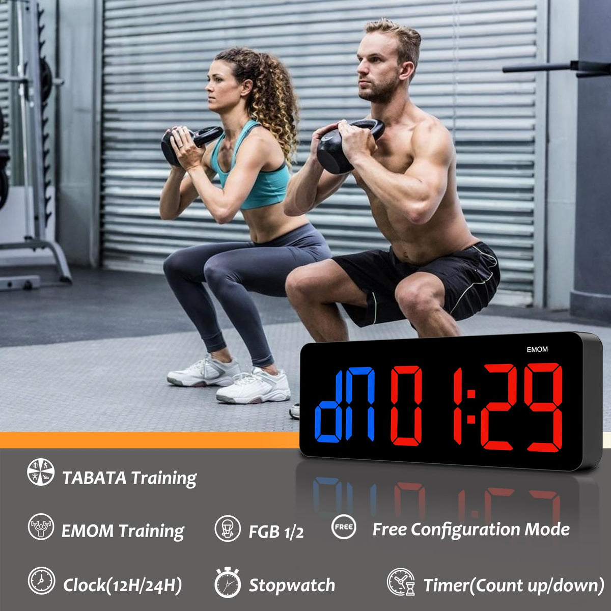 2 in 1 Digital Clock Gym Timer for Tabata FGB EMOM Interval - QINYUNE Official Imagery - 5