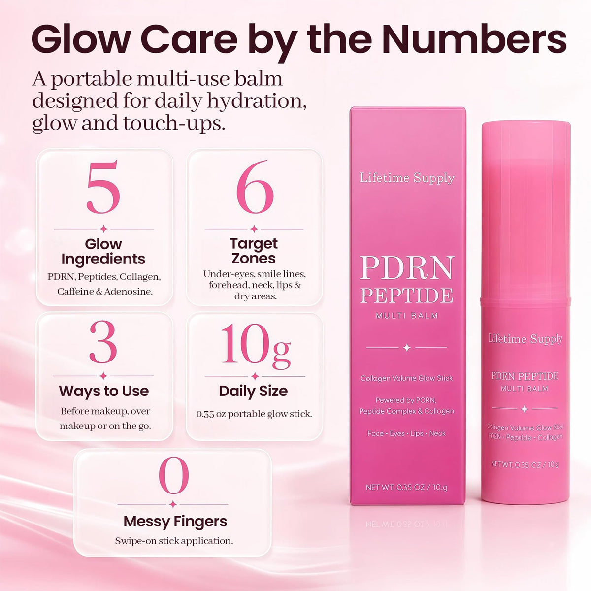 2PCS PDRN Pink Collagen Volume Multi Balm Stick for Face - Lifetime Supply Official Imagery - 3