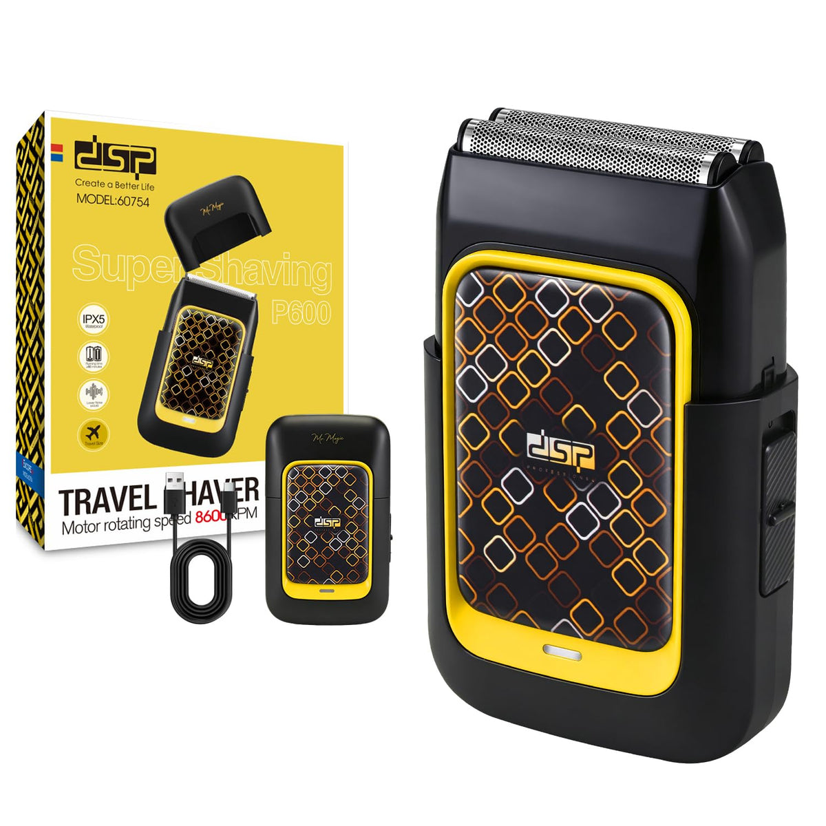 DSP Mini Electric Foil Shaver for Men Cordless Rechargeable - DSP Official Imagery - 8