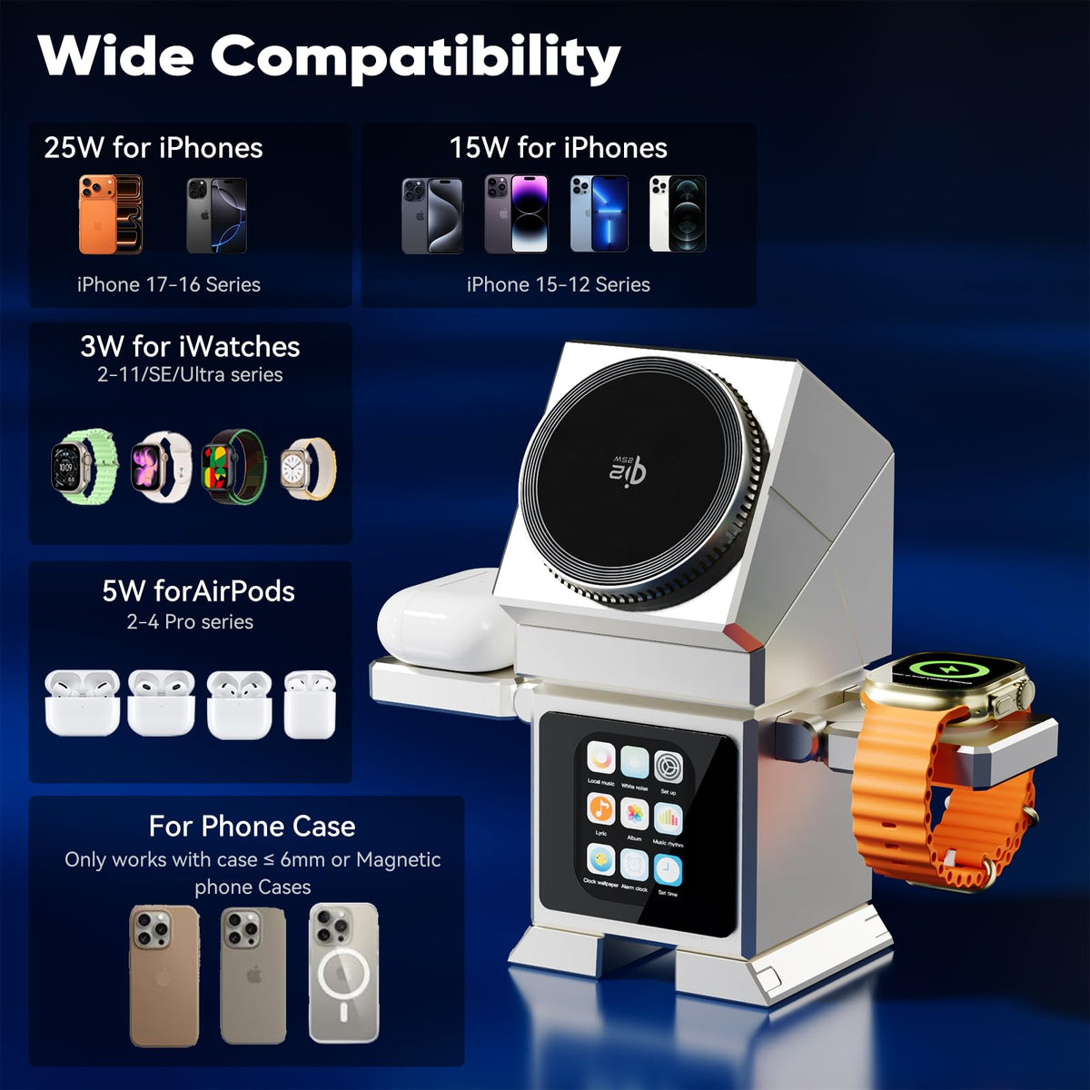 Robot 7 in 1 Qi2 2 25W Wireless Charging Station with - OxyGear Official Imagery - 8