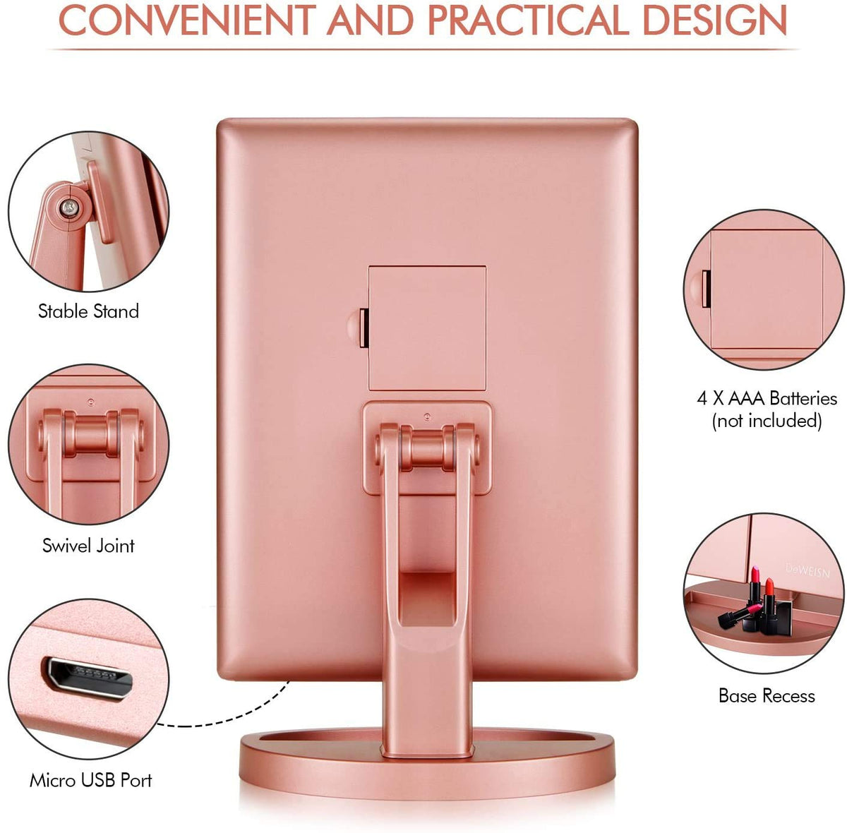 Infitrans Trifold Makeup Mirror Vanity Mirror with Lights 1X - Infitrans Official Imagery - 5
