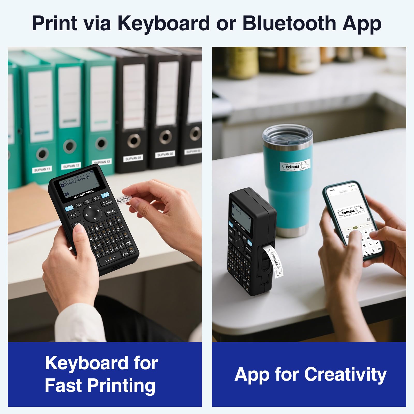 SUPVAN E11 Keyboard & Bluetooth Label Maker Machine with 4 Tapes - SUPVAN Official Product View 2