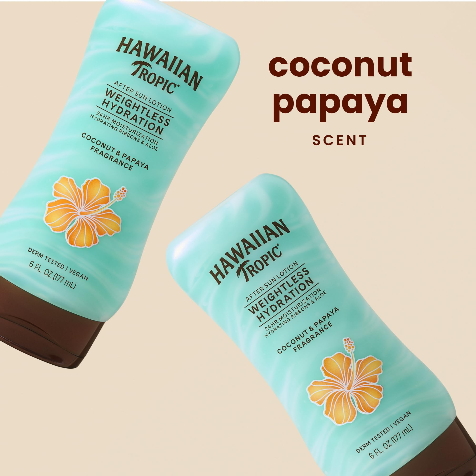 Hawaiian Tropic Weightless Hydration After Sun Lotion, 6 Fl Oz (2 Pack)