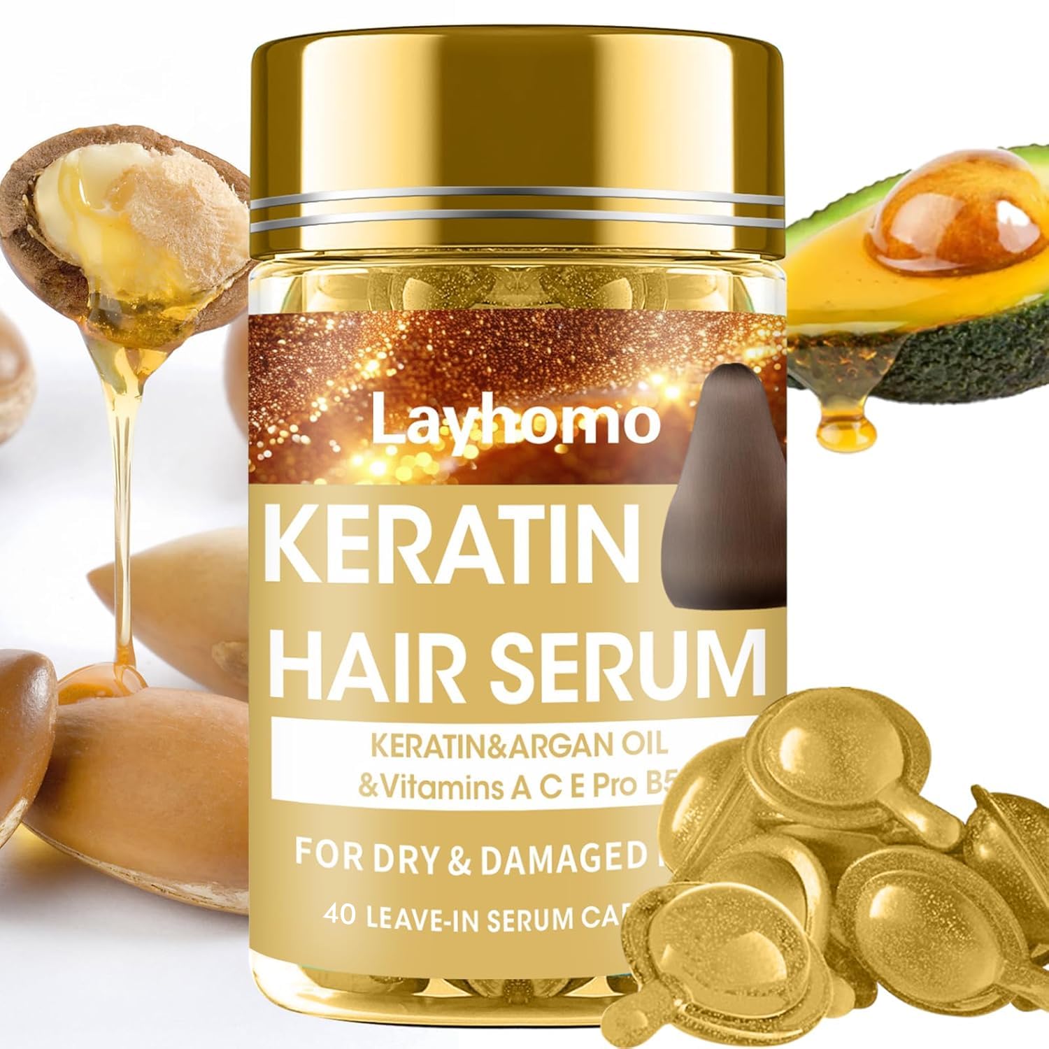 Layhomo Keratin Hair Treatment Serum Oil Capsules (40 Pcs)
