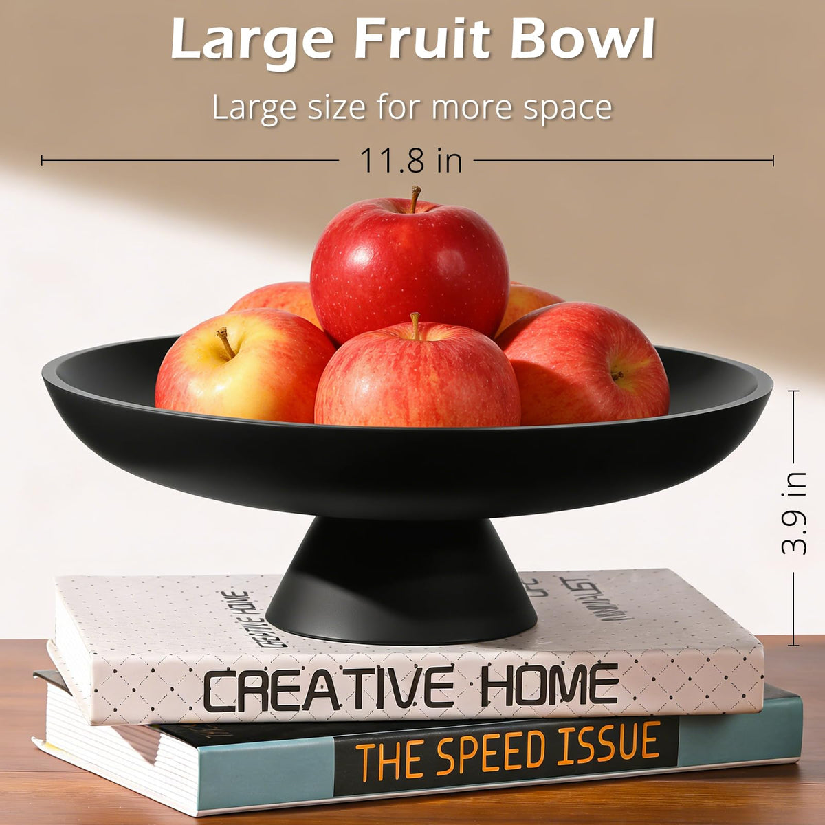Large Fruit Bowl for Kitchen Counter Concrete Decorative - HousewoW Official Imagery - 3