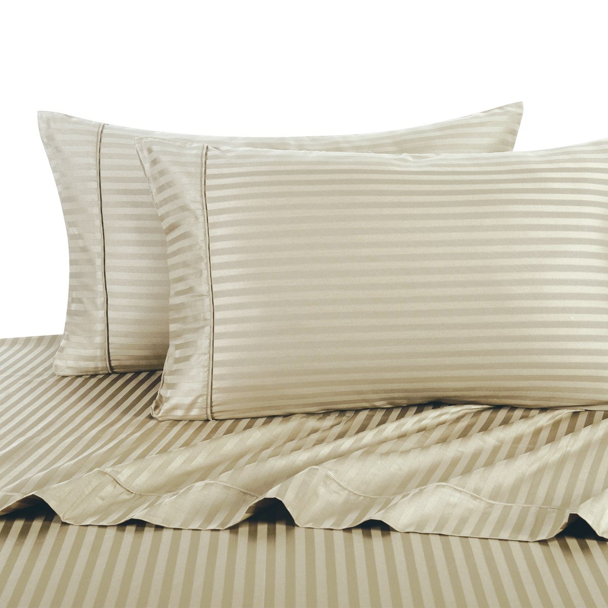 Royal Hotel Striped Tan 300-Thread-Count 4pc King Bed Sheet Set - Product Imagery