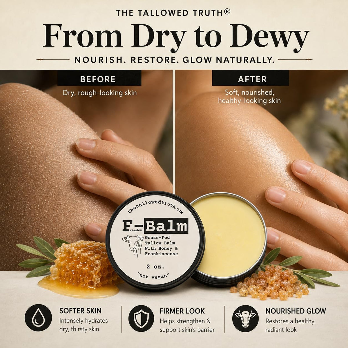The Tallowed Truth Beef Tallow and Honey Balm 2 oz - The Tallowed Truth Official Imagery - 7