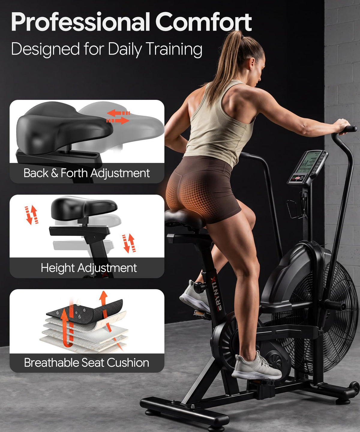Dual Resistance Air Bike Magnetic Air Fan Bike with APP - Eryntix Official Imagery - 8