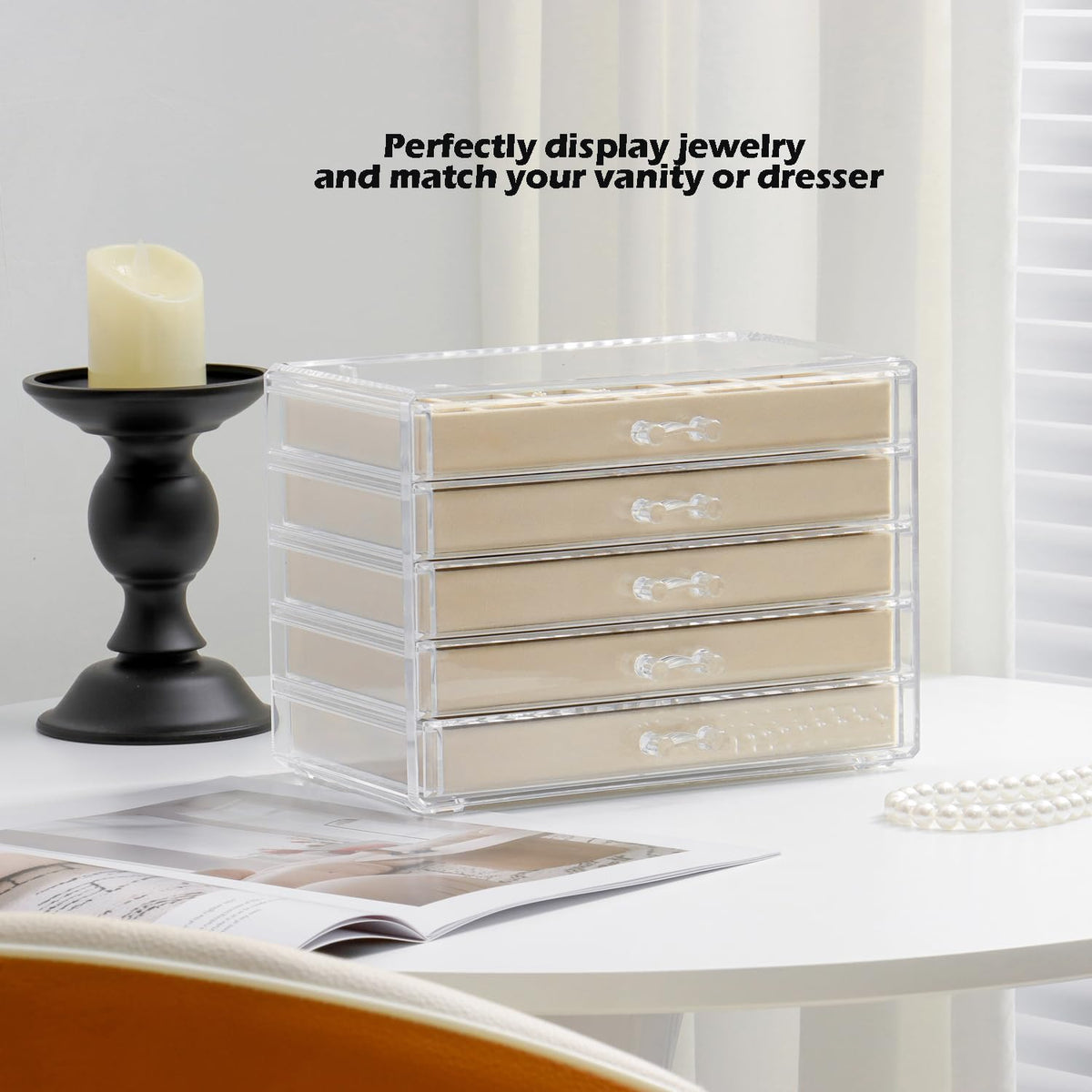 YUFONG Acrylic Jewelry Storage Box Holder with 5 Drawers - YUFONG Official Imagery - 6