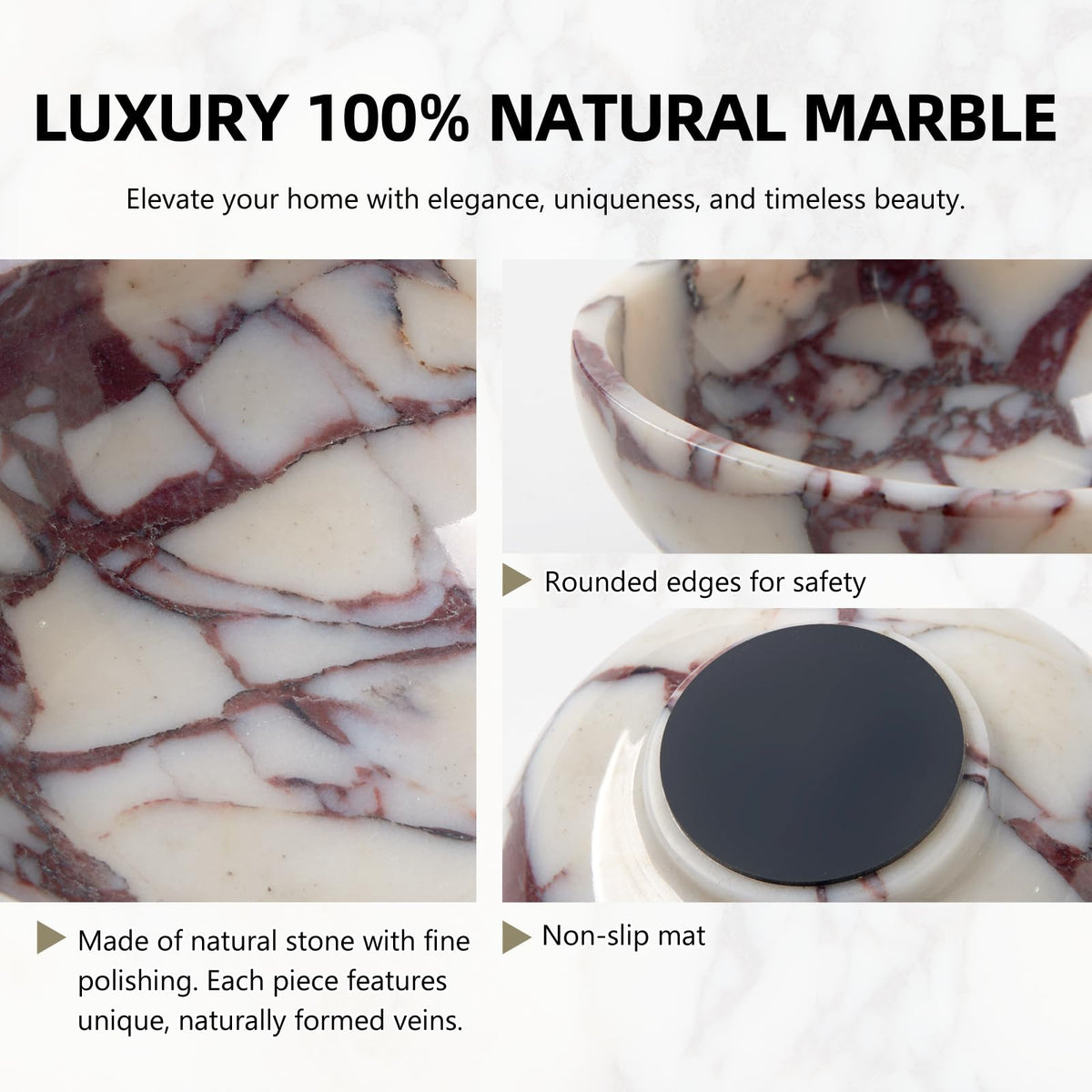 Luxury Natural Marble Catchall Bowl Jewelry Dish Trinket - Metolira Official Imagery - 6