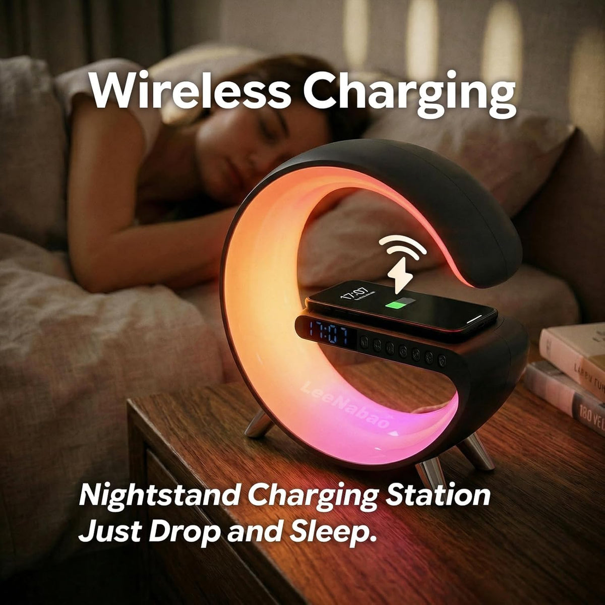 5 in 1 LED Table Lamp with Wireless Charging Bluetooth - LeeNabao Official Imagery - 3