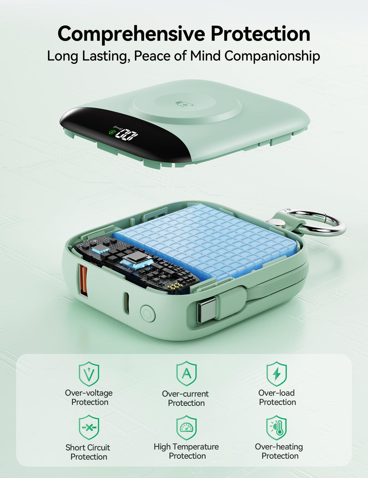 Portable Charger 10000mAh 22 5W Power Bank Built in 2 Cables - BLJIB Official Imagery - 8