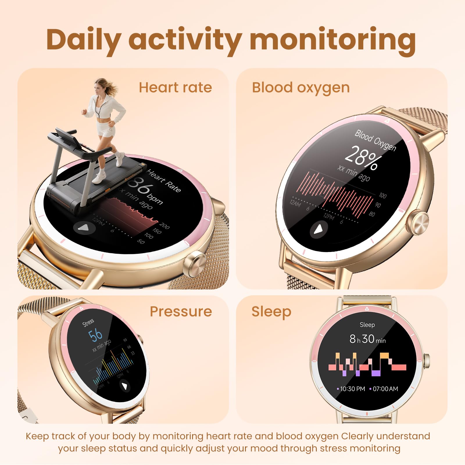 KEEPONFIT Smart Watches for Women Android/iphone, Fitness Tracker with - View 3