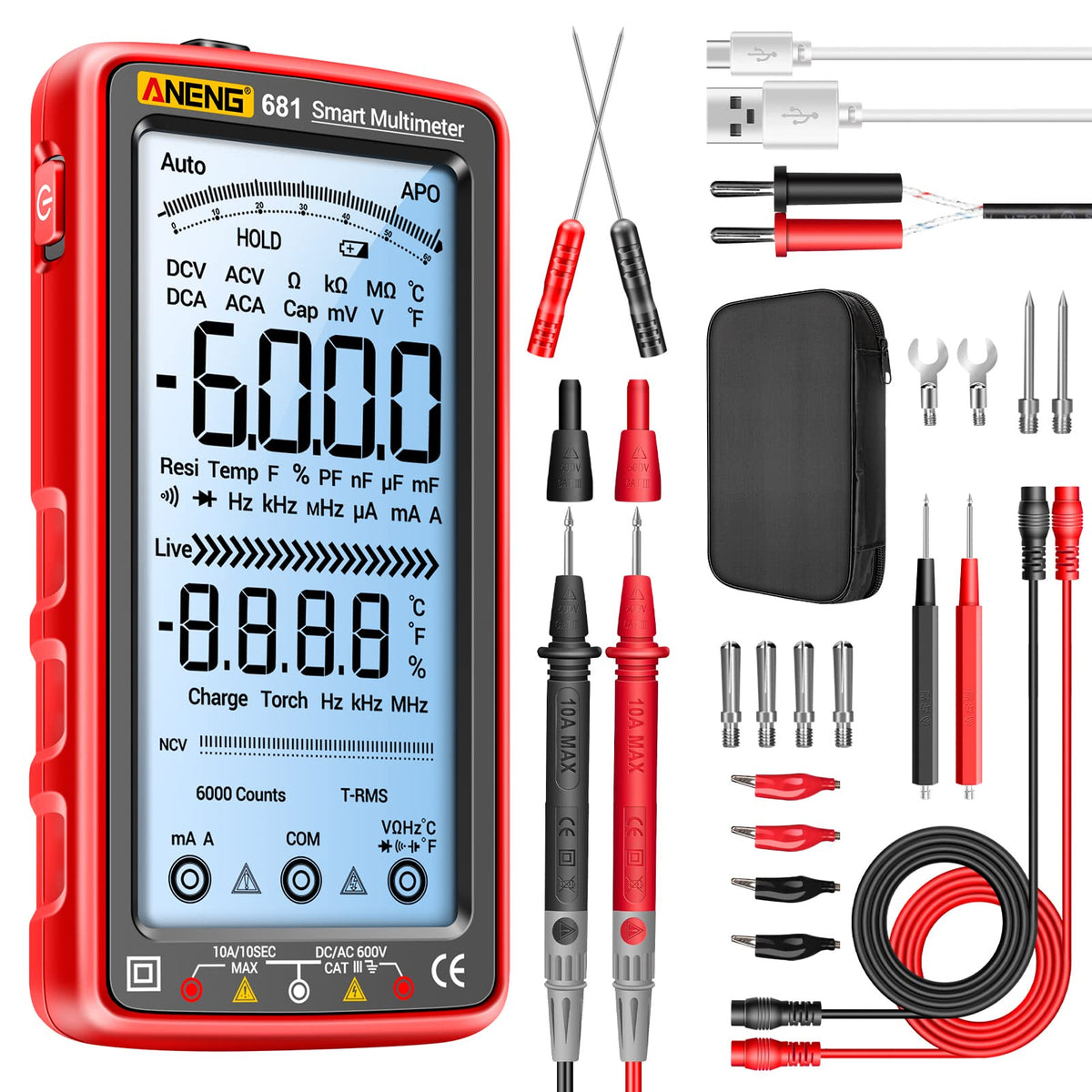 ANENG Digital Multimeter TRMS 6000 Count Smart NCV - ANENG Official Imagery - 2