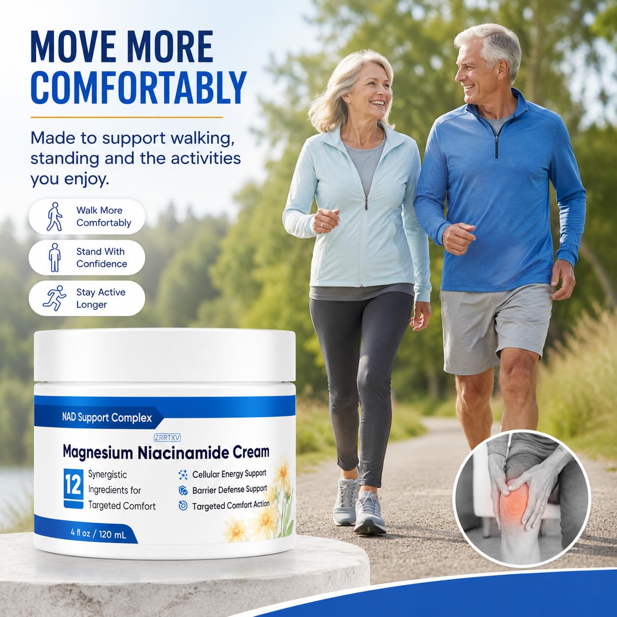 Kranla Magnesium Niacinamide Moisturizer in a 4 fl oz jar, featuring creamy texture with soothing skincare ingredients.