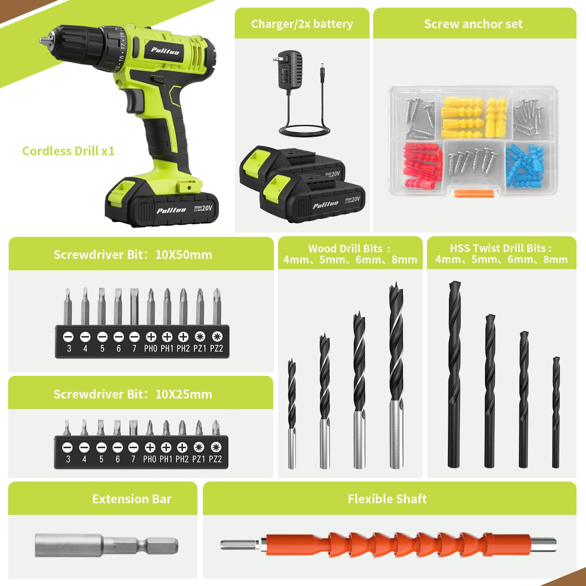 PULITUO S 20V Cordless Drill Driver Electric Screwdriver - PULITUO Official Imagery - 3