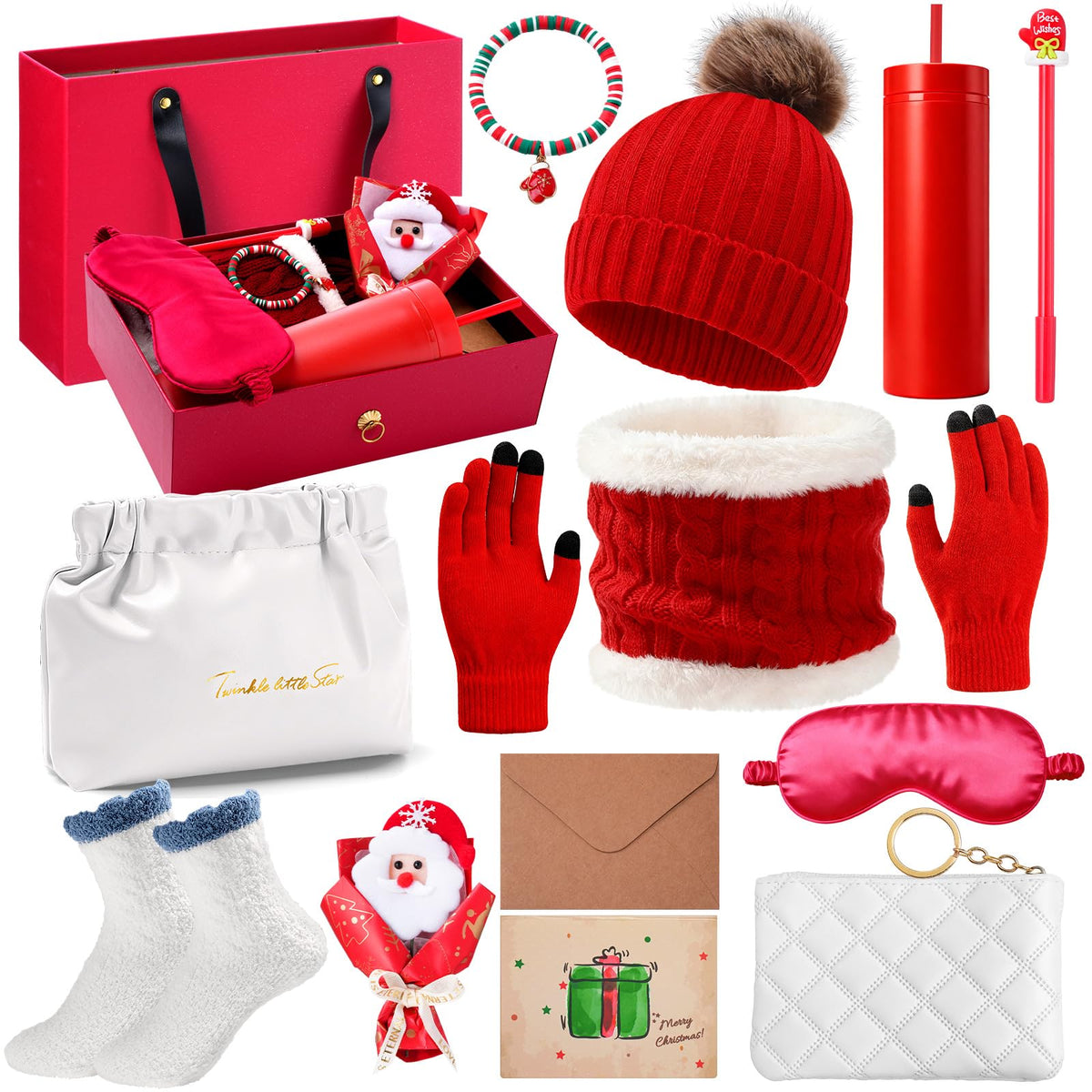 13 Pcs Christmas Women Gift Set Winter Gift Box Classic Red - Cutecrop Official Imagery - 2