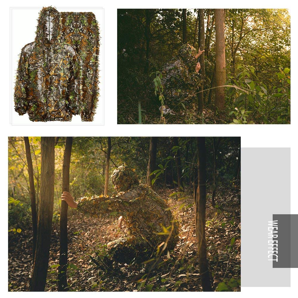 Ghillie Suit Gilly 3D Leafy Camo Cloth Youth Hunting Airsoft - EAmber Official Imagery - 8