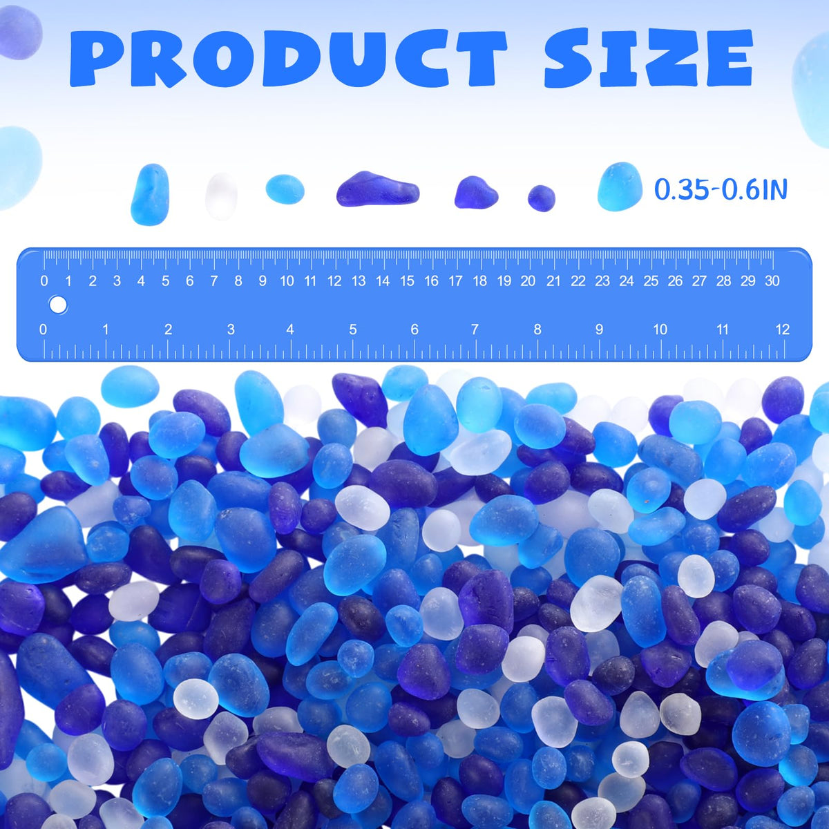 Sea Glass Stones 3 3LB Decorative Frosted Glass Pebbles - Acellegic Official Imagery - 3