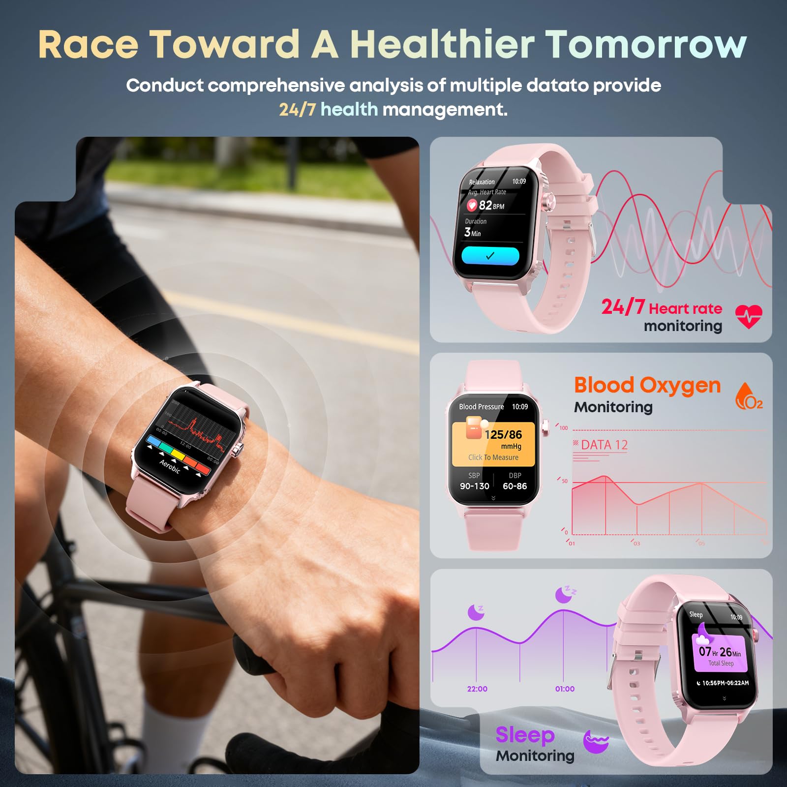 DIVOAZBVO Smart Watches for Women Men, 120 Sports Modes Smartwatch wit - View 3