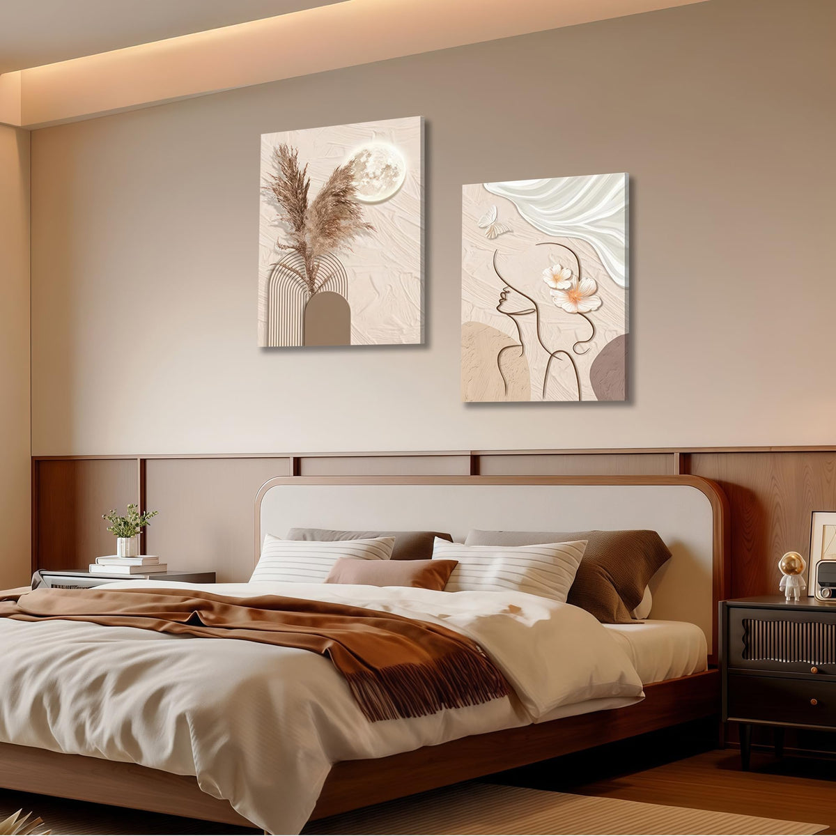 Abstract Line Woman Face with Pampas Grass Moon Canvas Wall - TJRRKYHY Official Imagery - 7