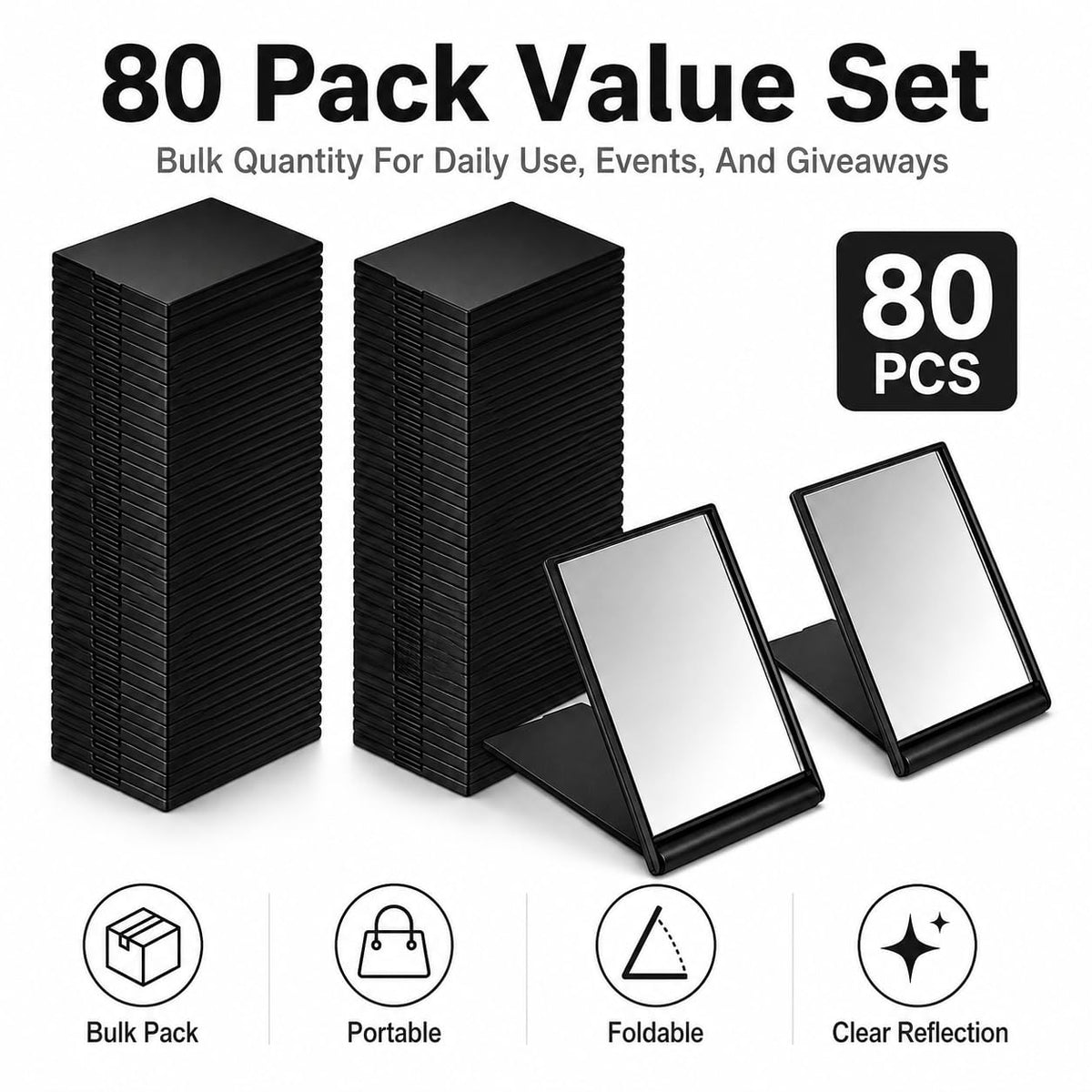 80 Pcs Mirror Compact Bulk Pocket Mini Mirrors for Men Women - VZYUVY Official Imagery - 6