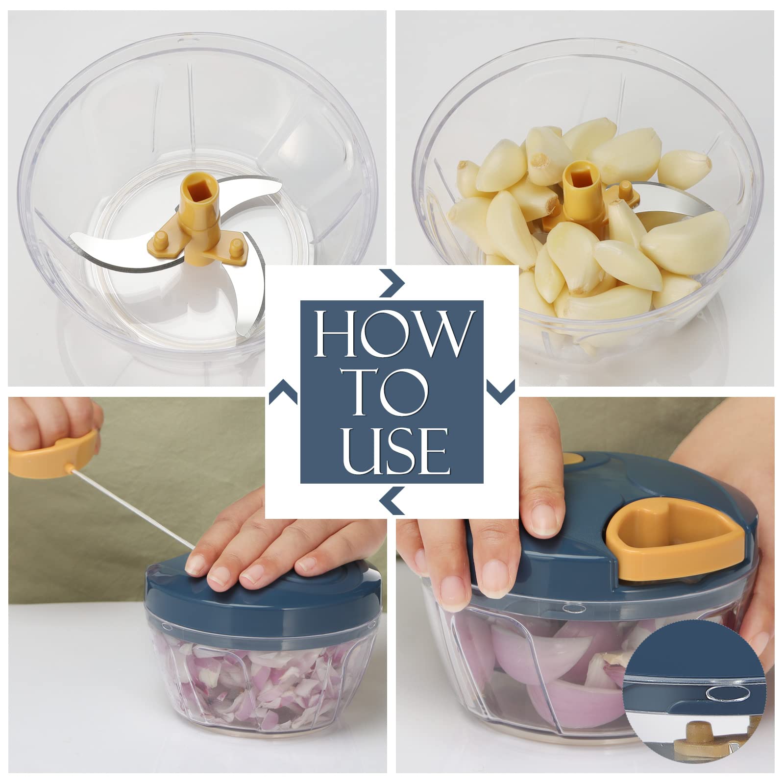 Ourokhome Manual Food Processor Vegetable Chopper, Portable Hand - Ourokhome Official Product View 6