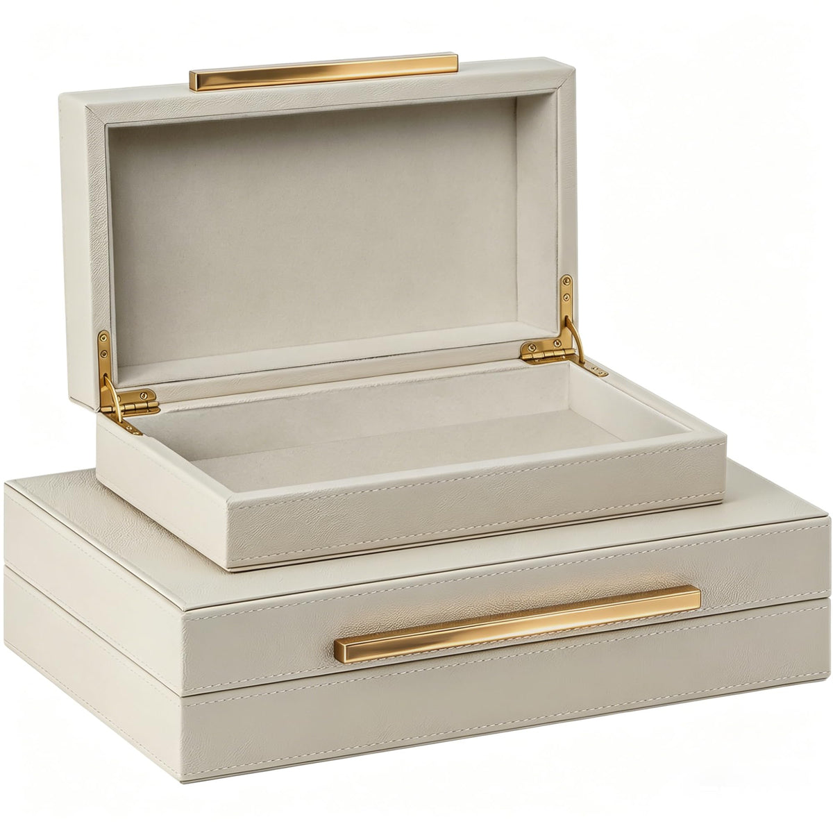 Set of 2 Shagreen Decorative Box Modern Faux Leather Beige - OIHYA Official Imagery - 2