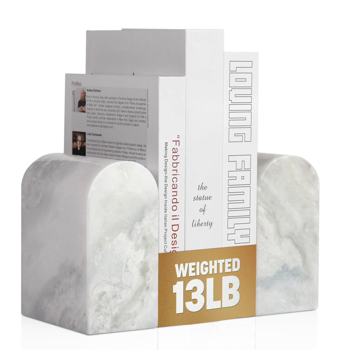 African Natural Marble Bookends for Shelves Non Slip Book - Koville Official Imagery - 1