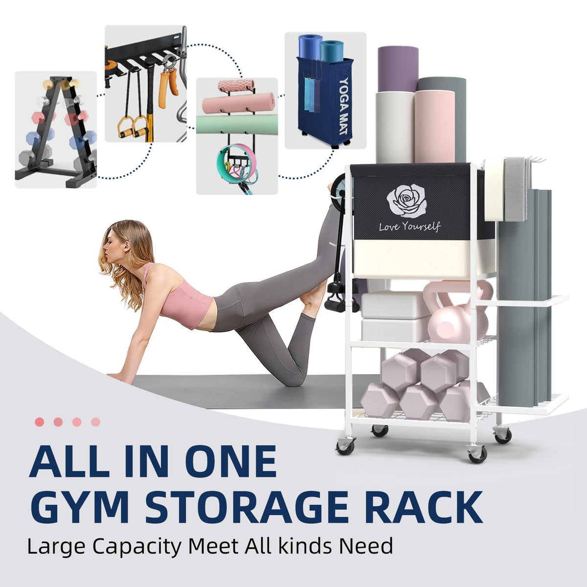 Multi Functional Home Gym Storage Rack Yoga Mat Storage on - Lovind Official Imagery - 7