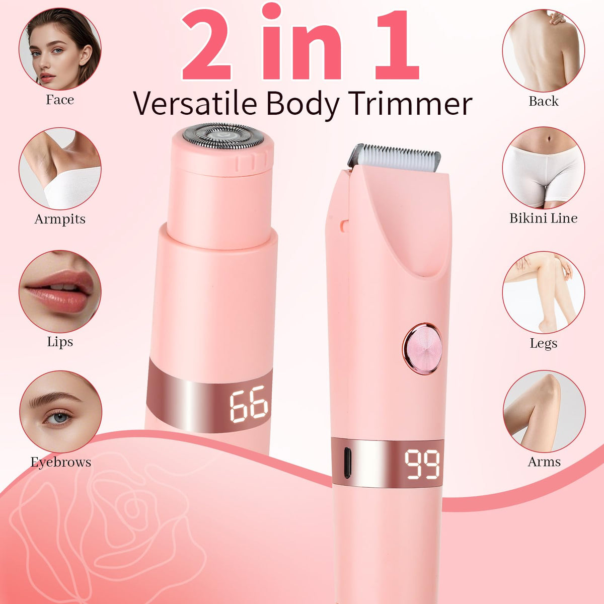 2 in 1 Electric Shaver Bikini Trimmer with LED Display for - Beanify Official Imagery - 3