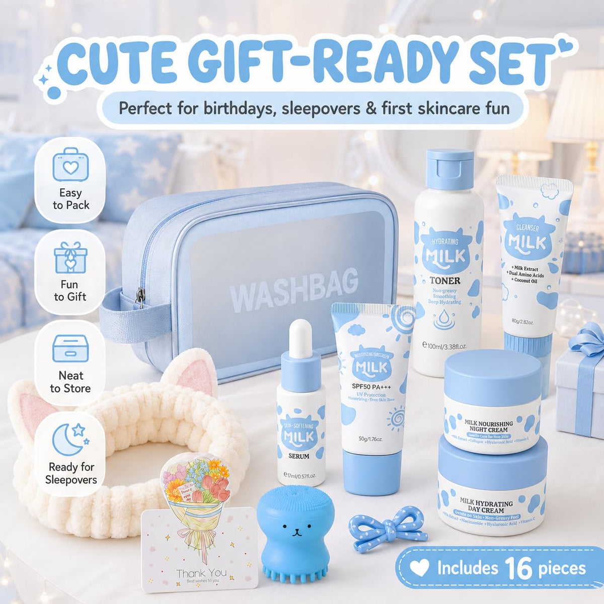 16 PCS Milk Skincare Set for Kids Kids Skincare Set Kids - MrCuvaryas Official Imagery - 3