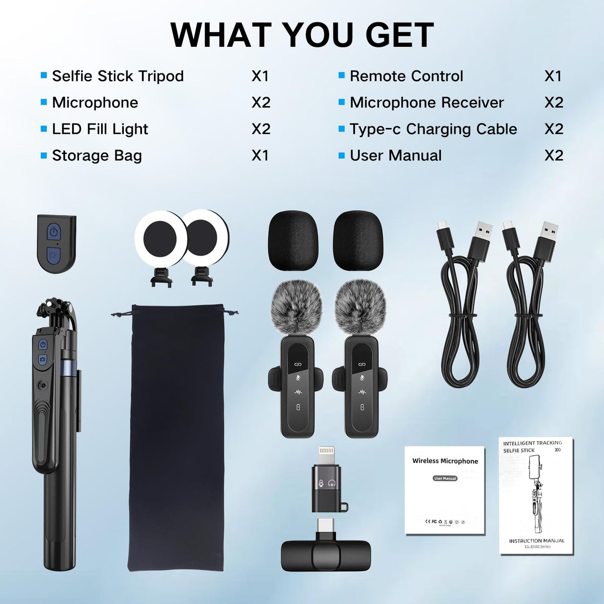 Content Creator Vlogging Kit for iPhone Android 70 inch Auto - YUANRAN Official Imagery - 7