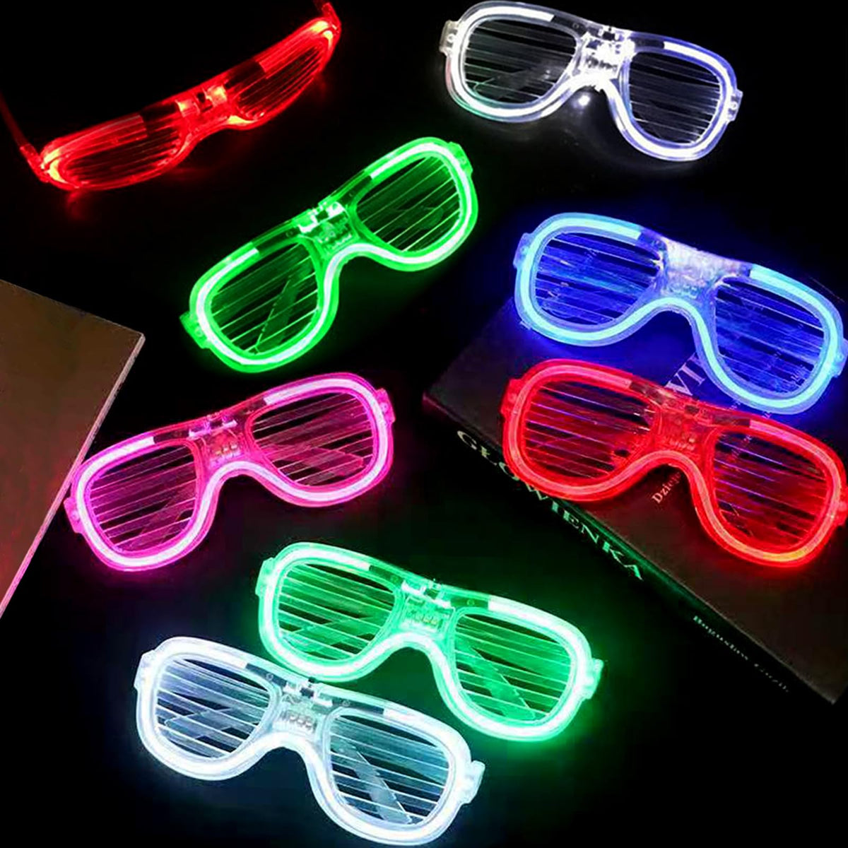25 Packs LED Glasses 5 Neon Colors glow in the dark party - FathiSooc Official Imagery - 3