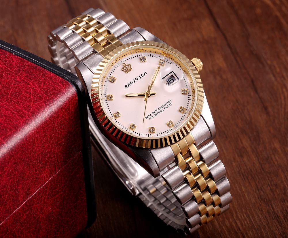 FANMIS Luxury Unisex Gold Crystal Quartz Calendar Gold Tone - FANMIS Official Imagery - 5