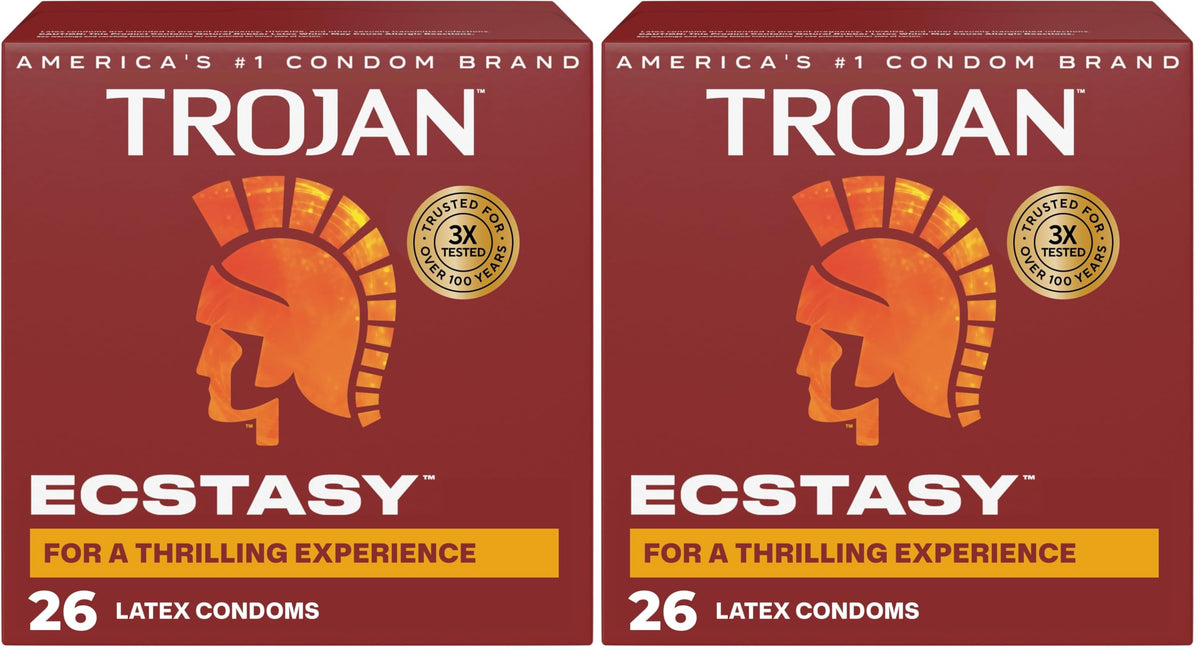 Trojan Ecstasy Lubricated Latex Condoms for Men Premium - TROJAN Official Imagery - 1