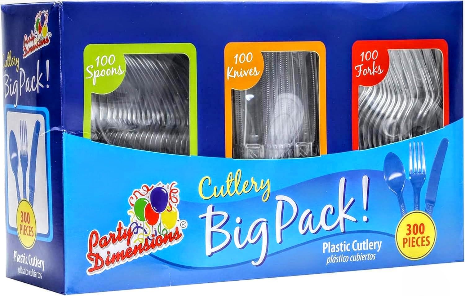 Party Dimensions 300 Count Plastic Cutlery Combo Box, Disposable - Product Imagery
