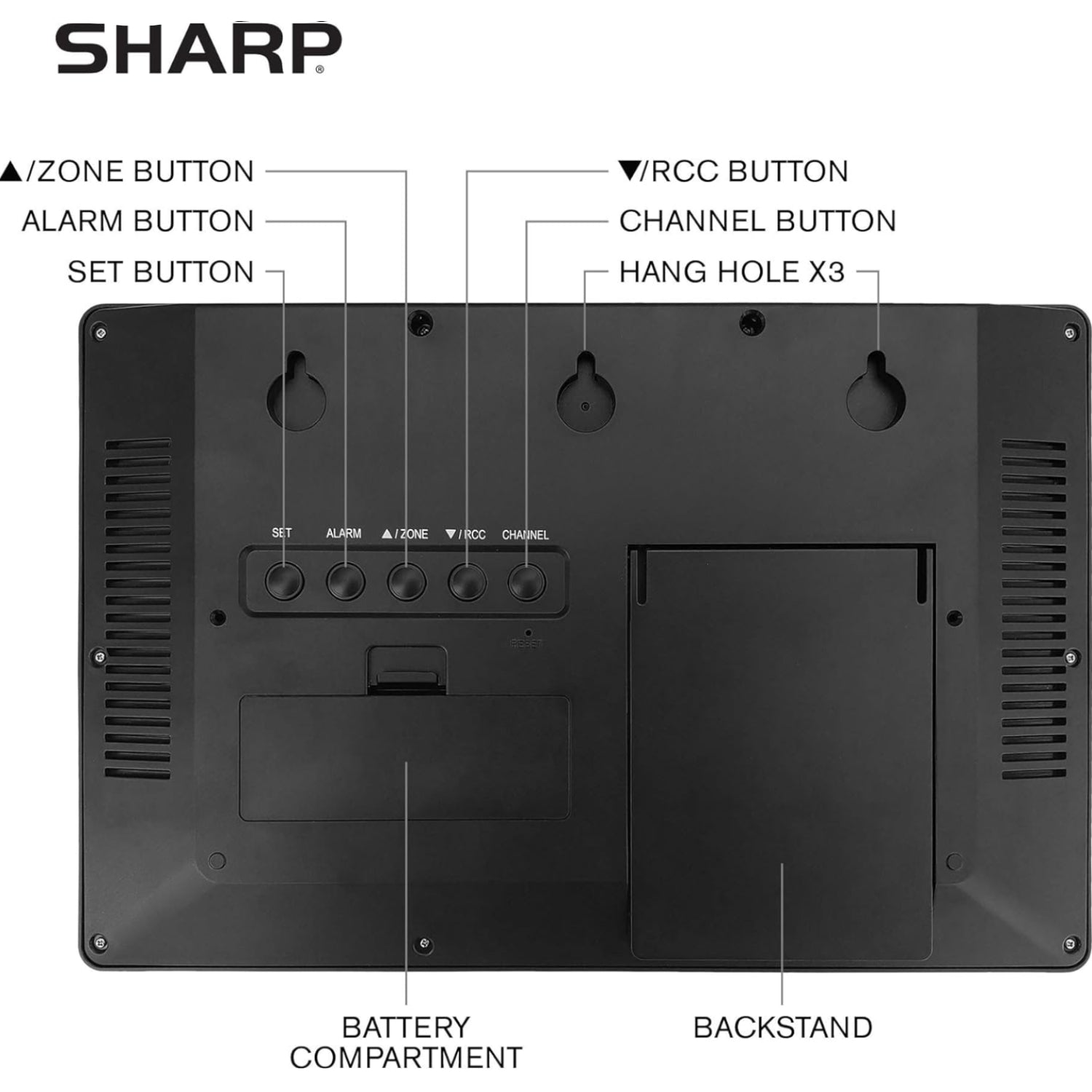Sharp Atomic Clock with easy-to-read numbers, designed for indoor and outdoor use, never needs setting, reliable time display