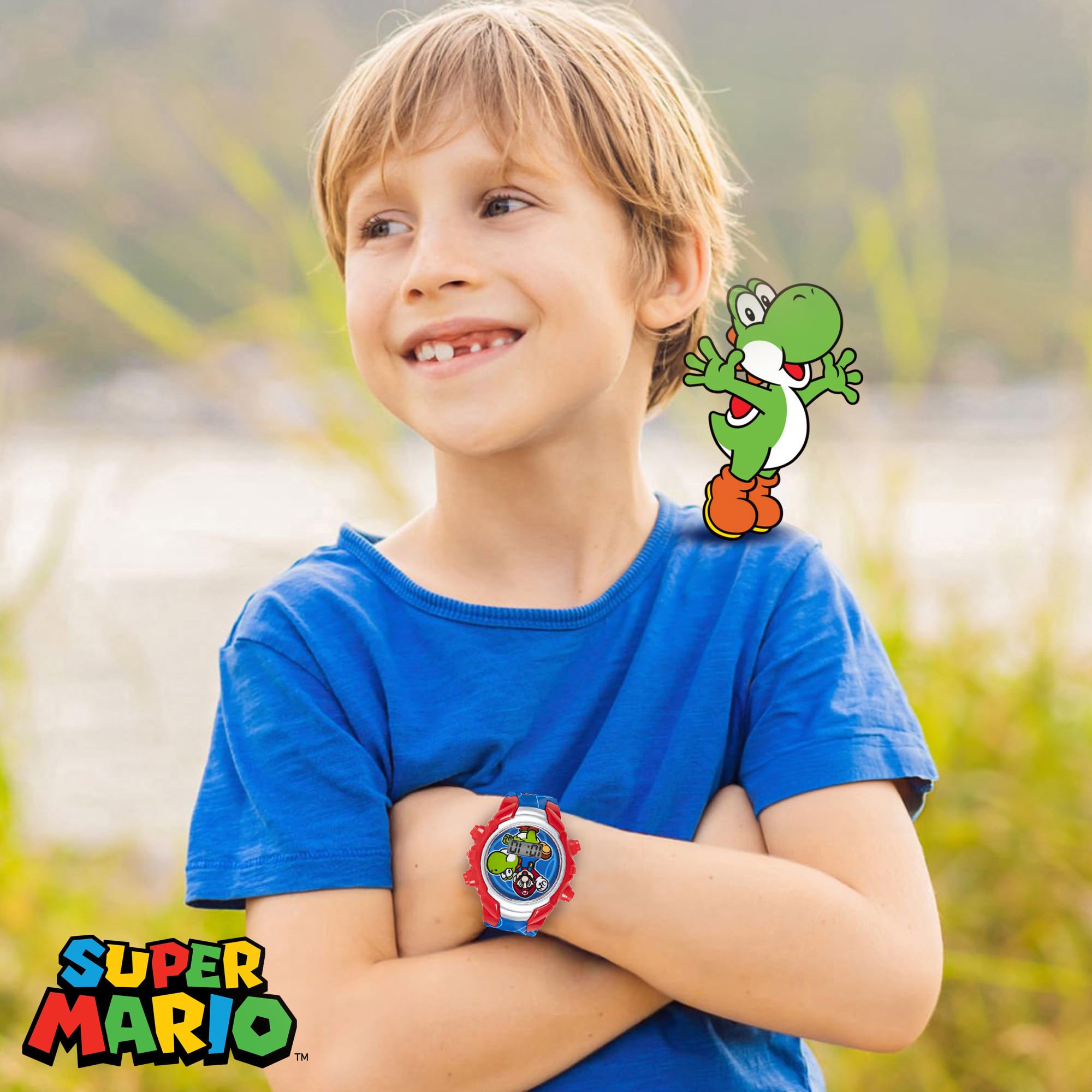 Accutime Super Mario Kids Digital Watch with Yoshi, LED Light Show, So - View 3