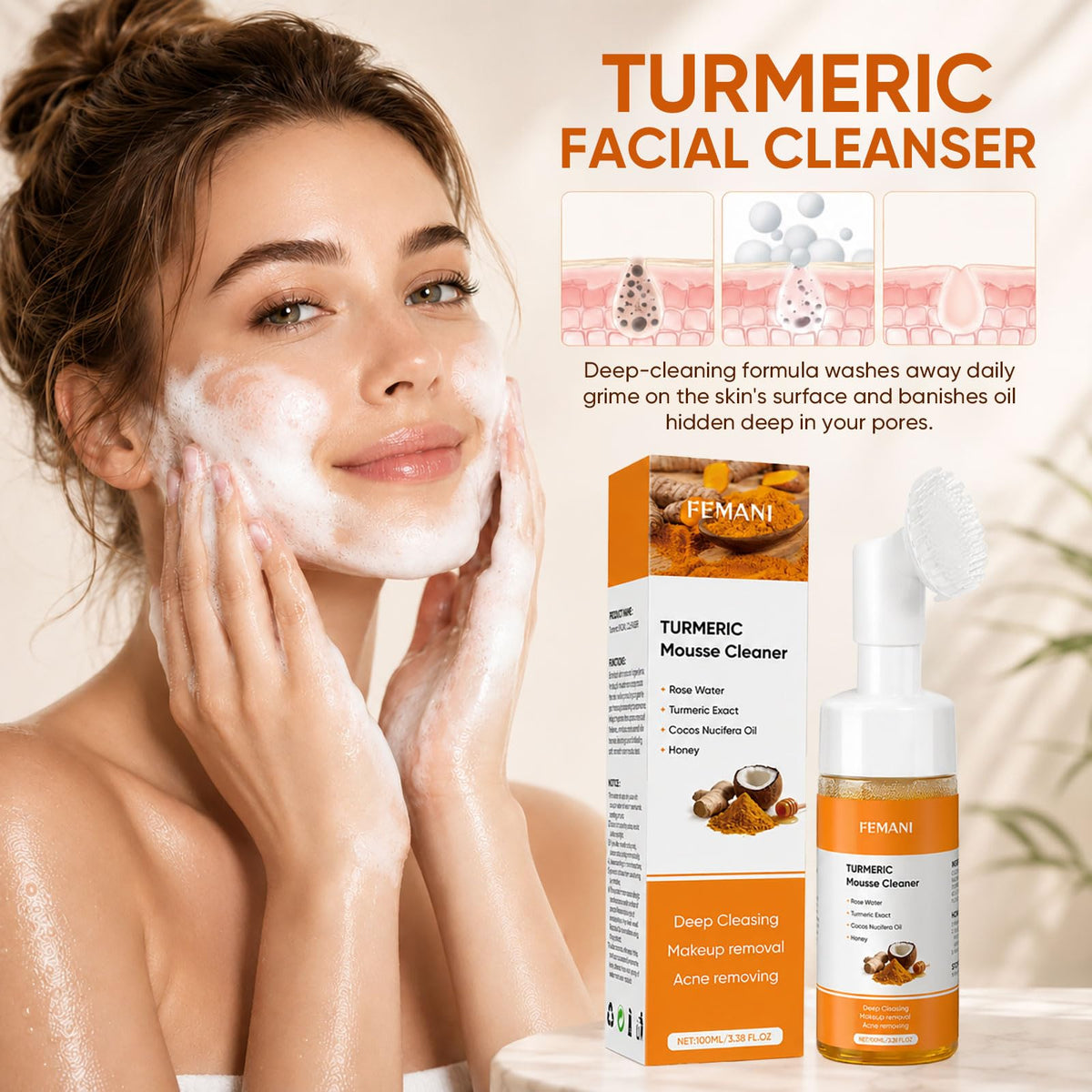 Turmeric Wash and Care 3 Pcs Set Turmeric Face Wash Toner - femani Official Product Imagery - 3