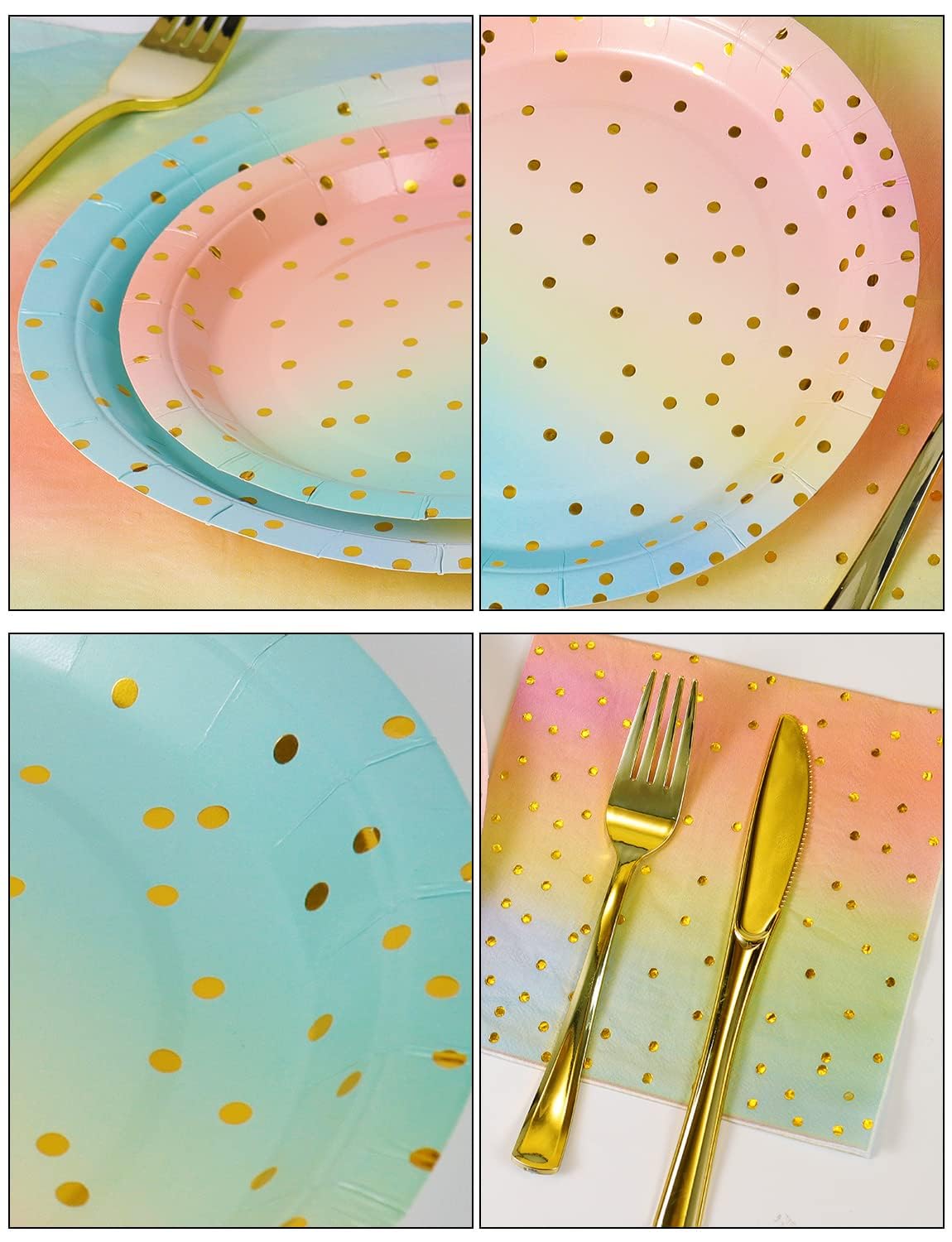 Nkaiso 141Pcs Rainbow Paper Plates and Napkins Party - Nkaiso Official Imagery - 3