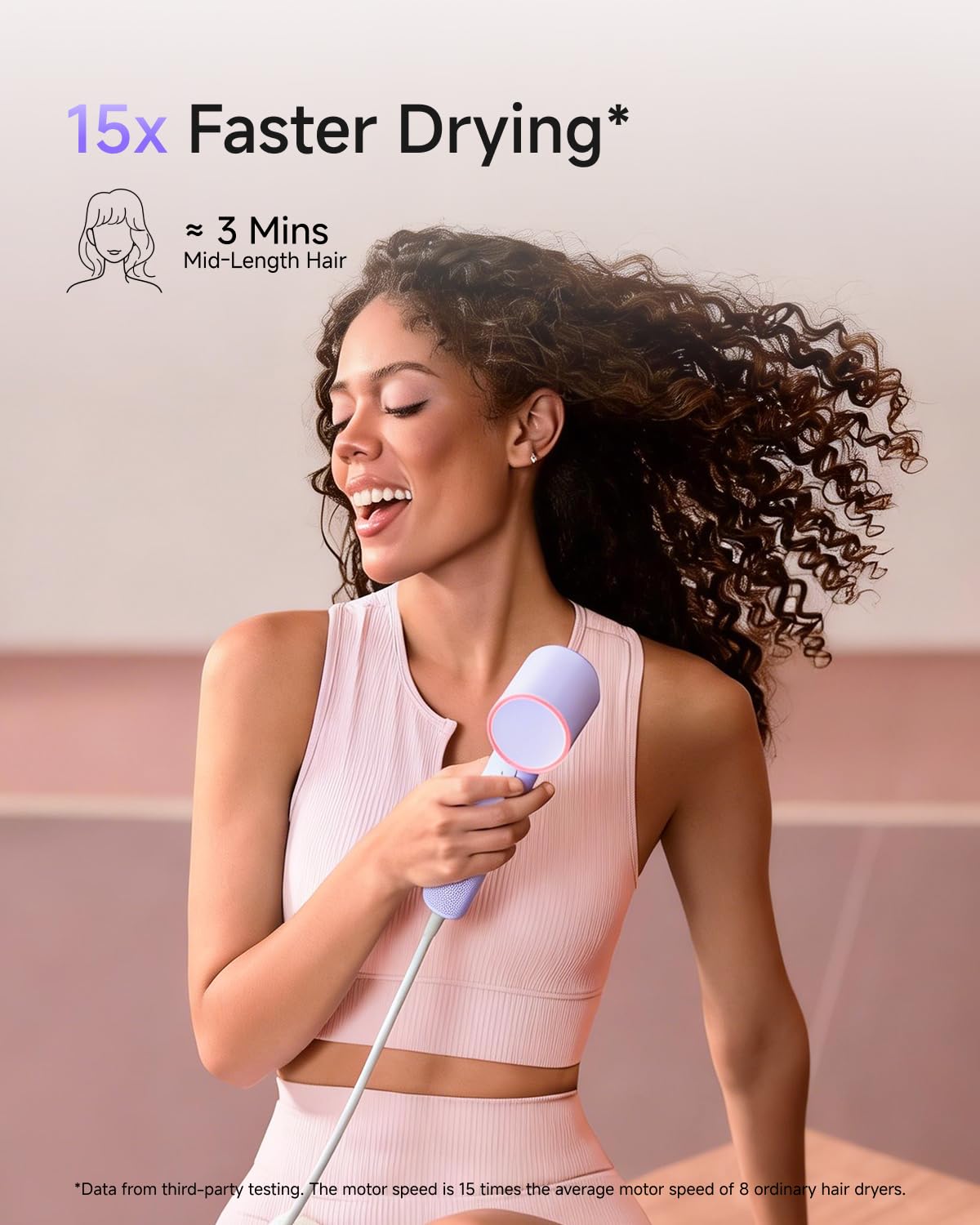 Laifen Air Ionic Hair Dryer, Palm-Sized, Fast Dry, Purple