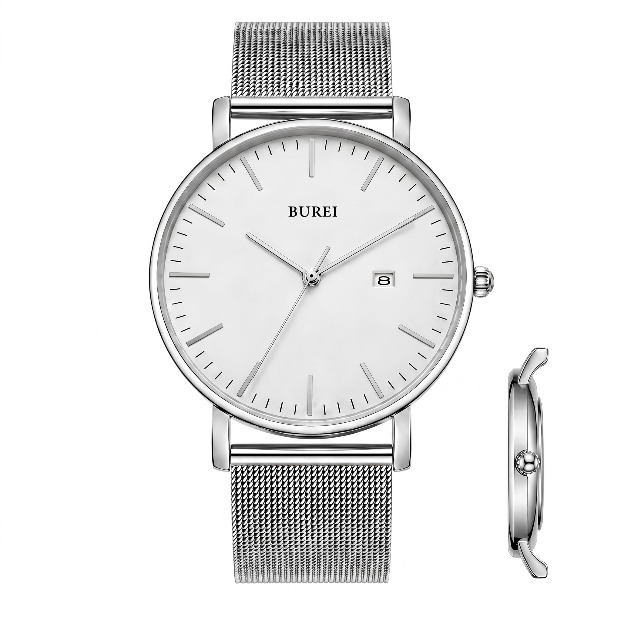 BUREI Men Wrist Watches Fashion Minimalist Thin Analog Quartz - Product Imagery