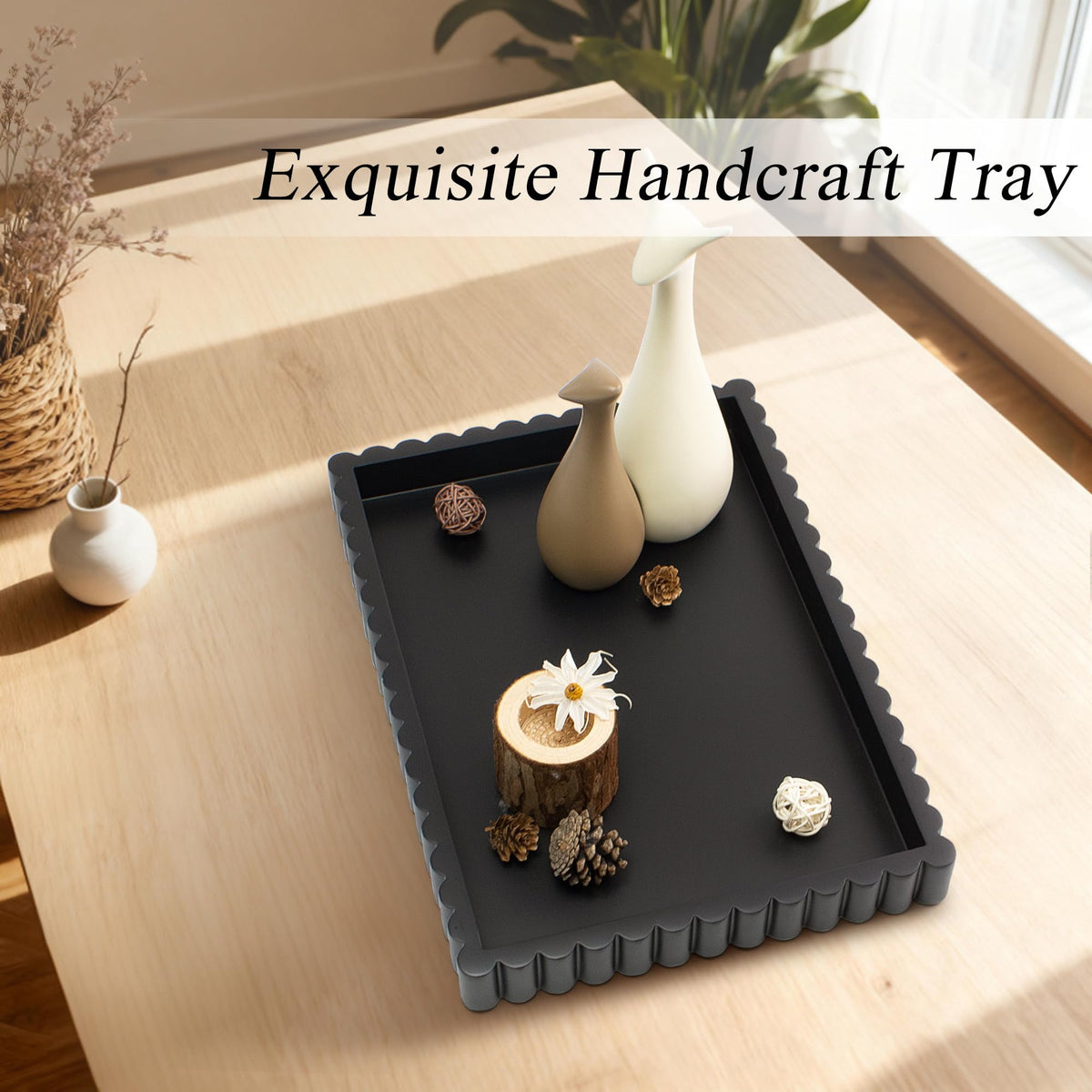 Decorative Tray for Coffee Table Modern Tray Decor 14 Black - YMXYJM Official Imagery - 3