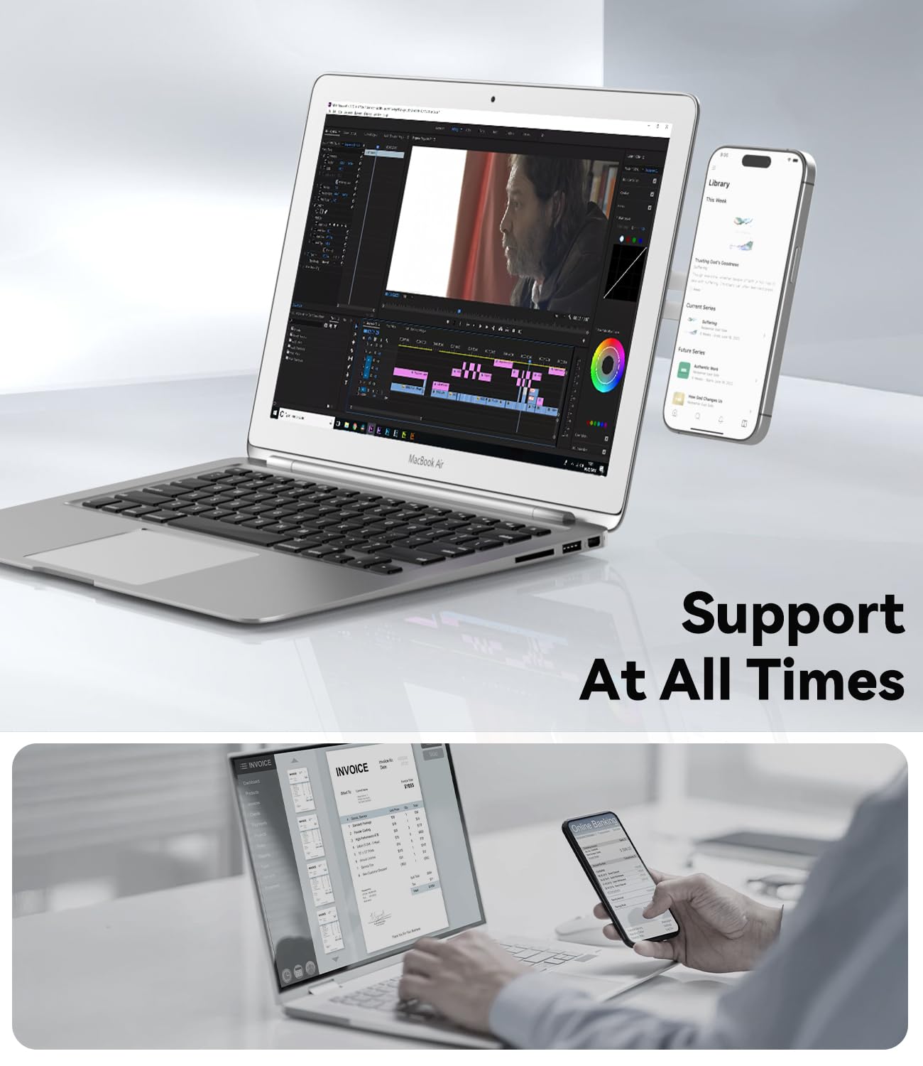 CloudValley Magnetic Laptop Phone Holder for iPhone 17/16/15/14/13 MagSafe