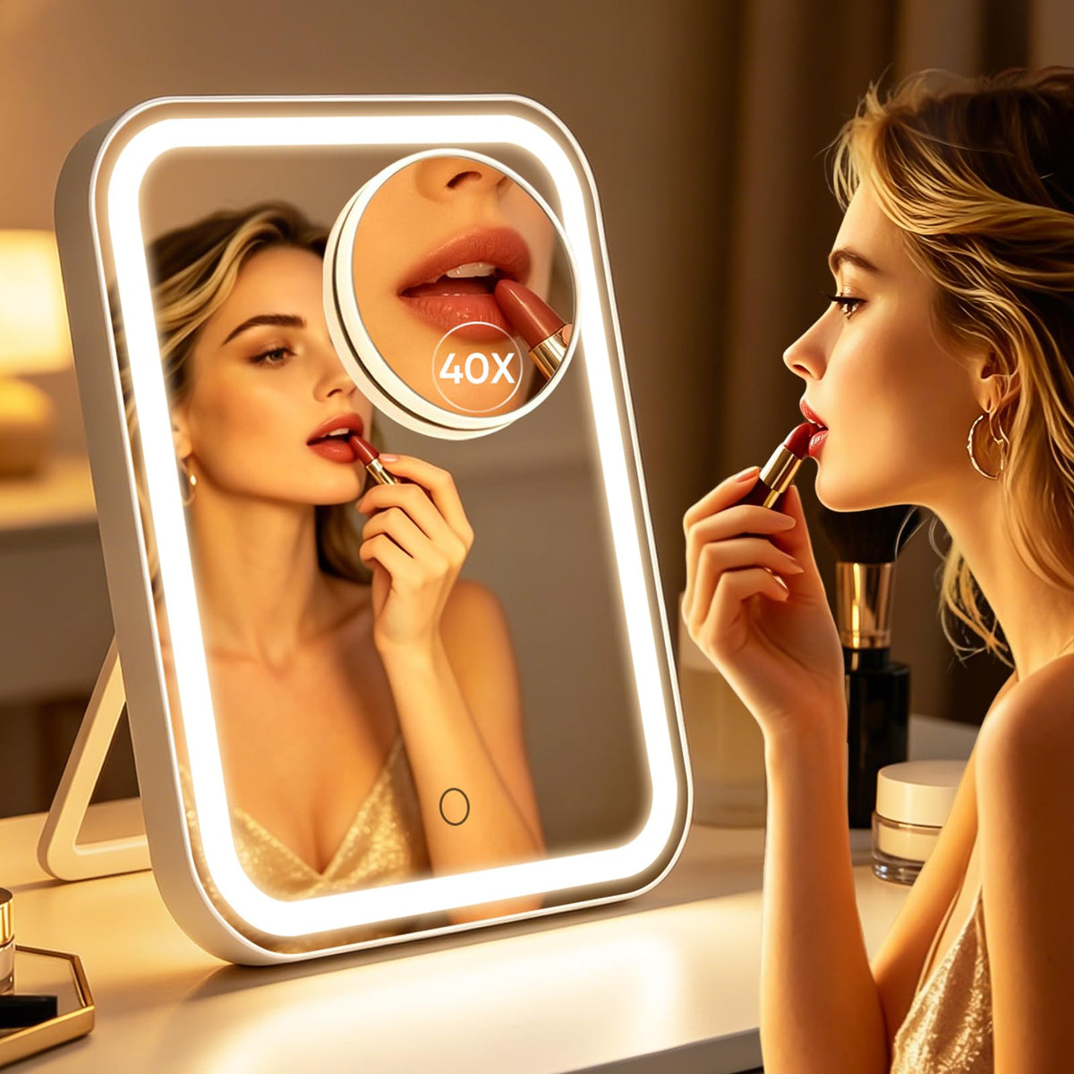FUNTOUCH 5000mAh Large Lighted Vanity Makeup Mirror with 40X - FUNTOUCH Official Imagery - 1